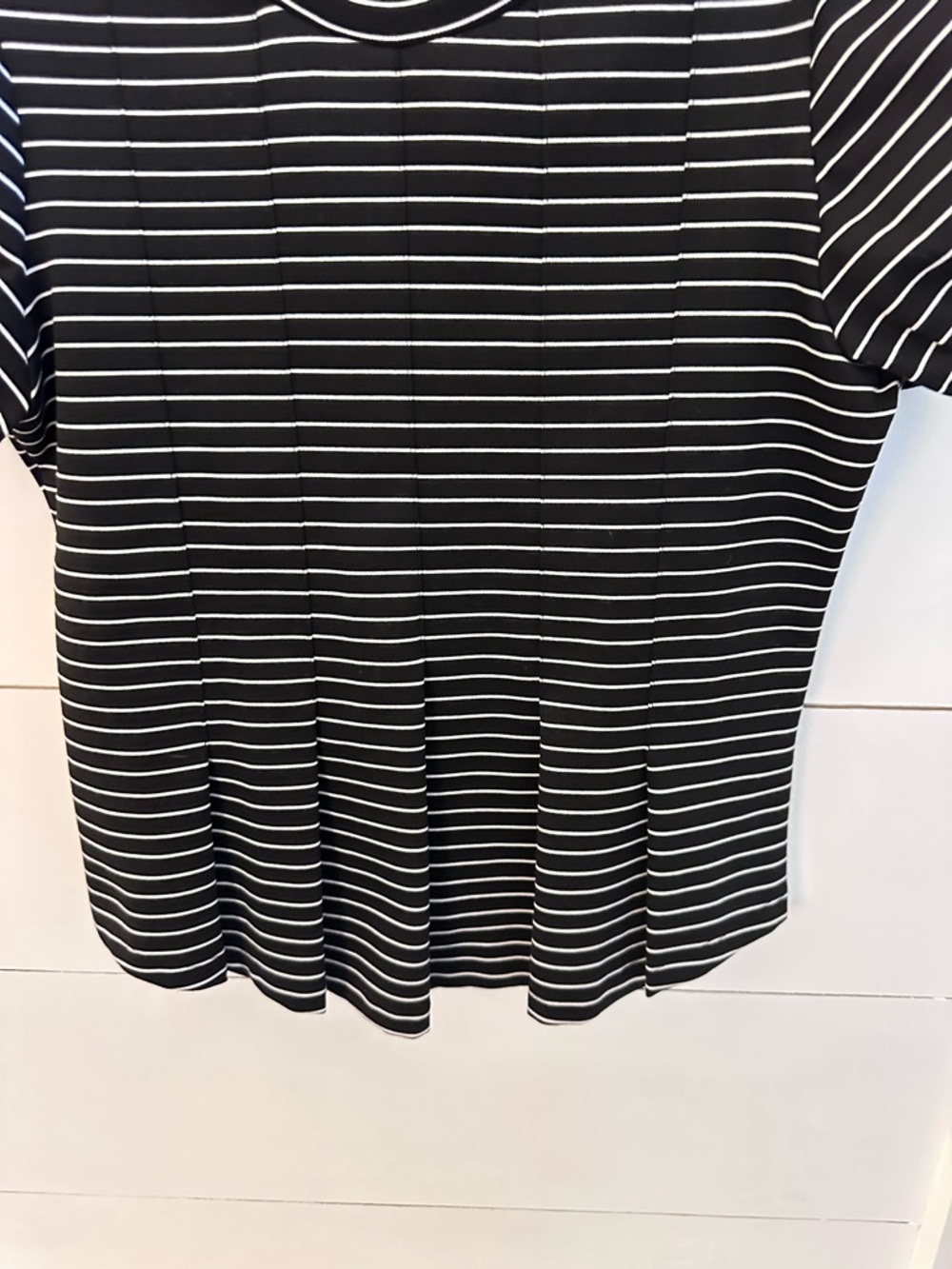ANTHROPOLOGY MAEVE S Corset Peplum black-White stripe short sleeve stretch top - Picture 4 of 13